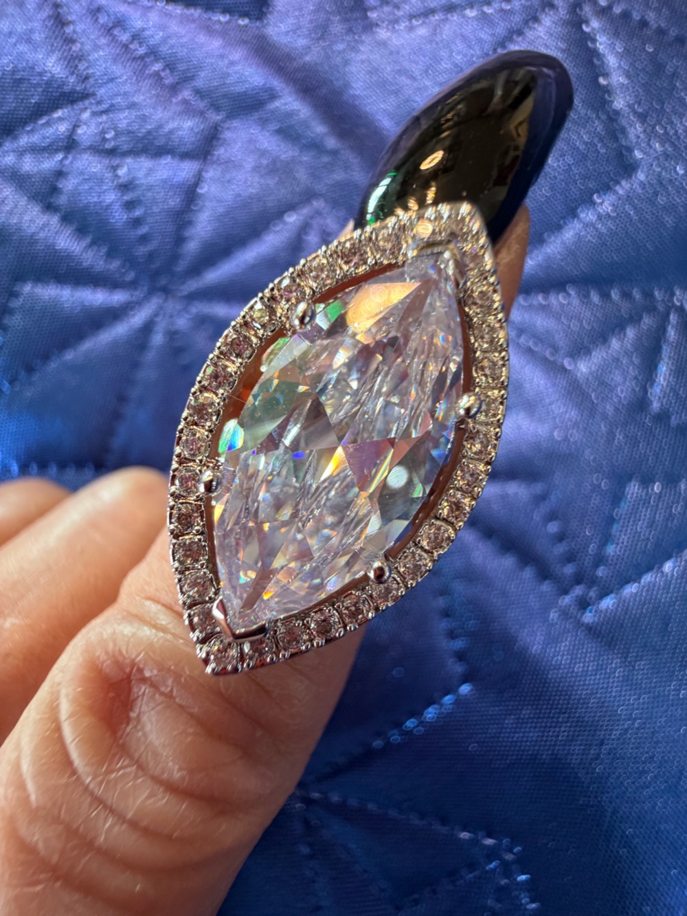 Park Lane Large Marquise Sparkling Statement Ring – Size 7